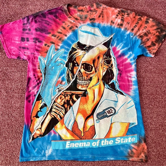 BLINK 182 ENEMA OF THE STATE 2 SIDED TYE DYE T SHIRT SIZE M - Picture 1 of 7